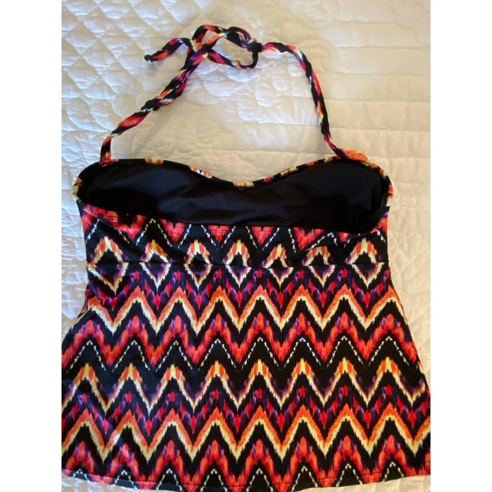 Catalina Womens Halter Swimsuit  Top Size Large Aztec Design Pool Vacation Cruis